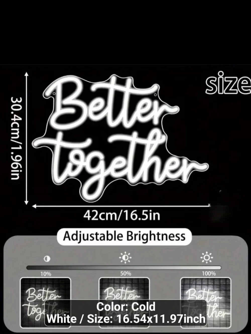 NEW BETTER TOGETHER LED WEDDING SIGN ELECTICAL 12 X 17